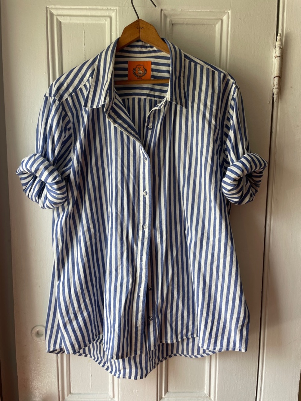 Coniglio Palm Beach blue and white striped button down , one size